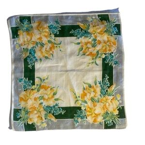 Vintage 1940’s Hand Stitched Handkerchief Floral Beautiful Color Great Condition